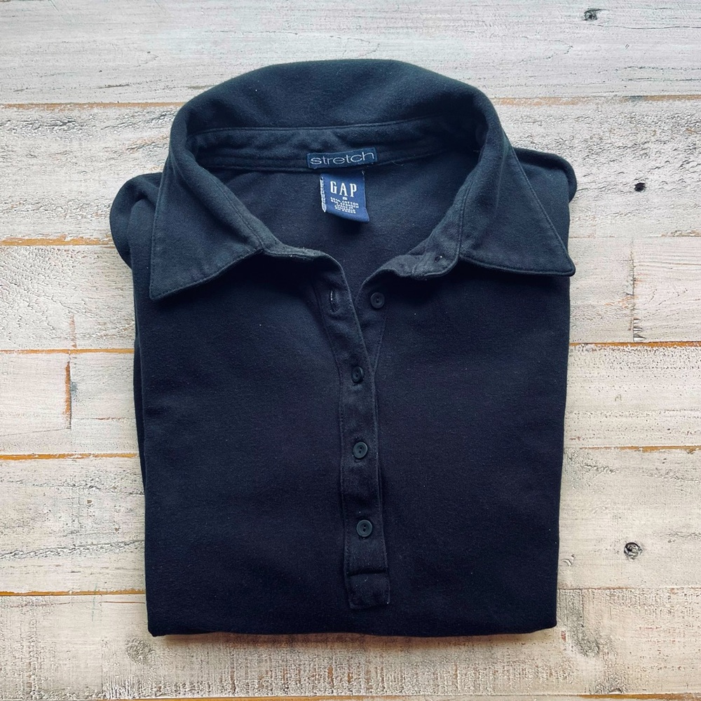 Gap size small black stretch collared shirt vintage y2k in EUC